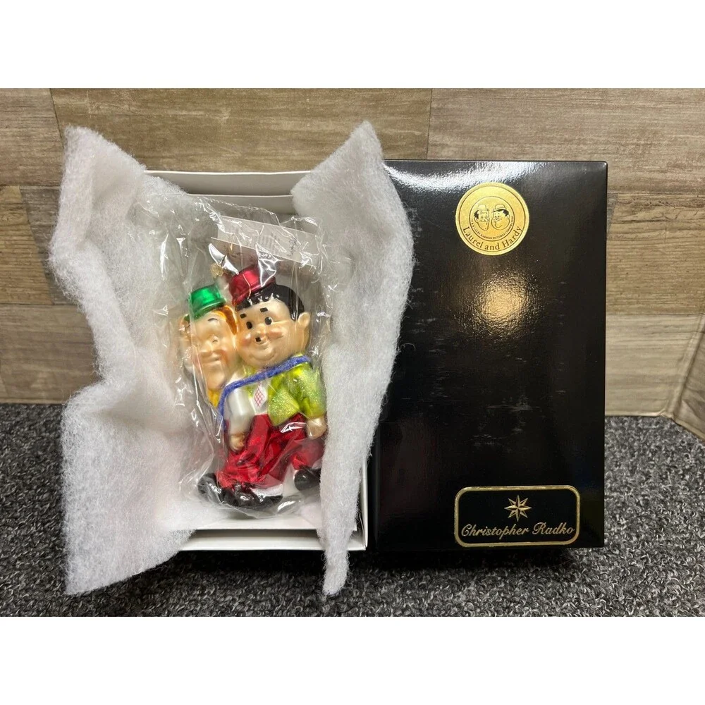 Christopher Radko 1999 LAUREL & HARDY Exit Stage Right Christmas Ornament - New!